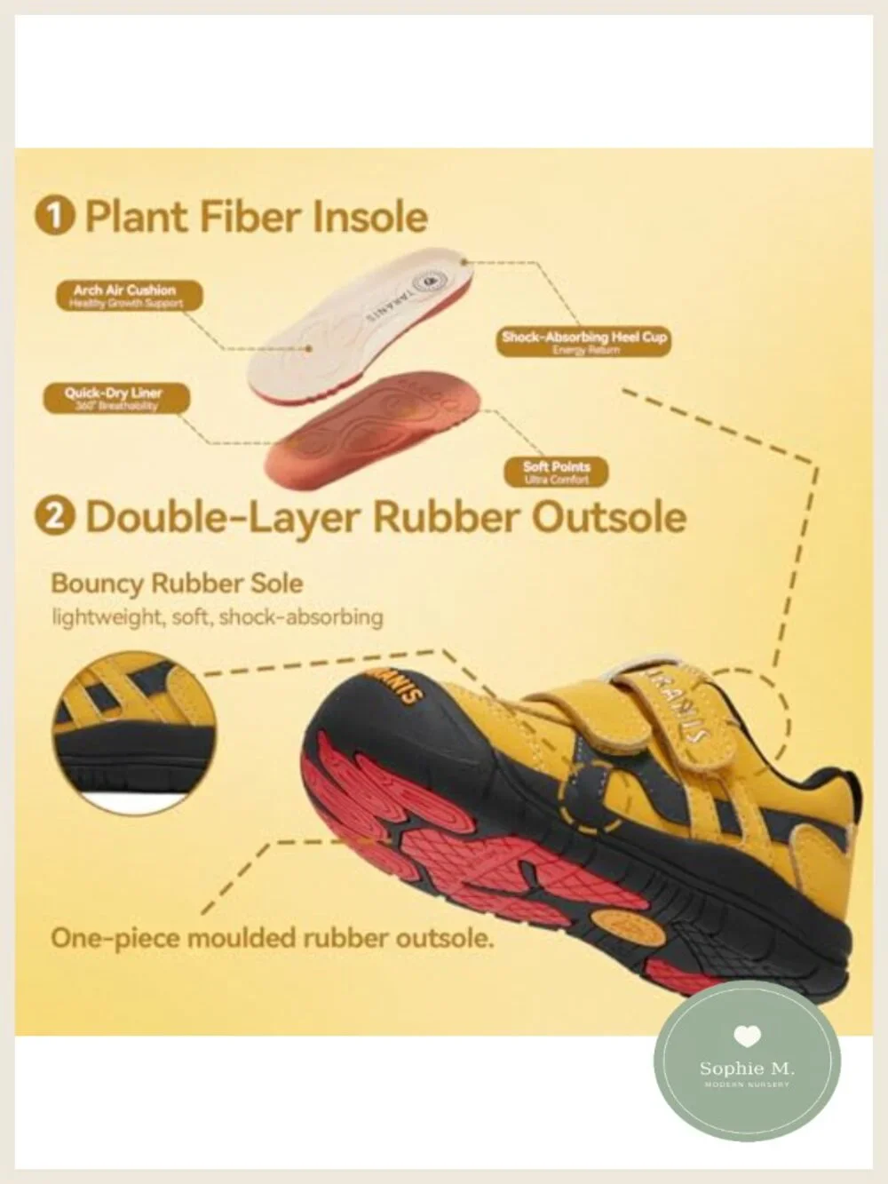 Toddler Hiking Shoes Waterproof Microfiber Rubber Sole Wide Toe Box Arch Support